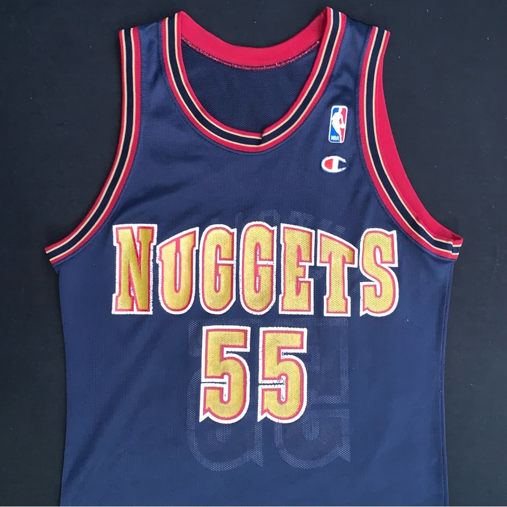 Vintage Champion Dikembe Mutombo Denver Nuggets #55 Navy Blue Jersey 40 Men’s M